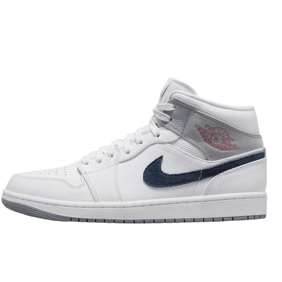 Nike Air Jordan 1 Mid Men’s white/ midnight Navy 100 Paris size 10 - Picture 1 of 9